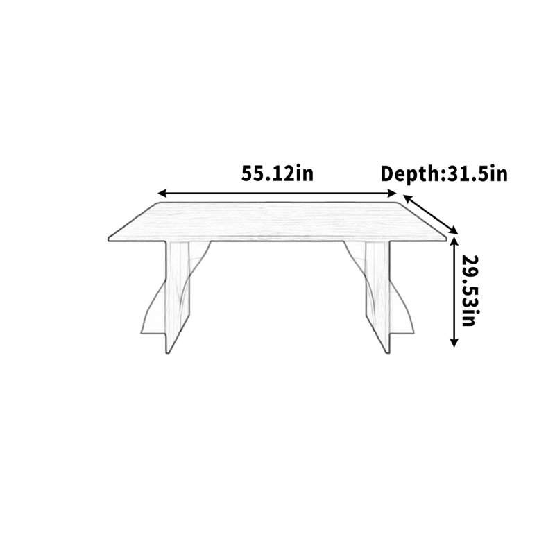 Bureau en bois massif avec plateau spacieux, H 29,53 po x l 55,12 po x P 31,5 po