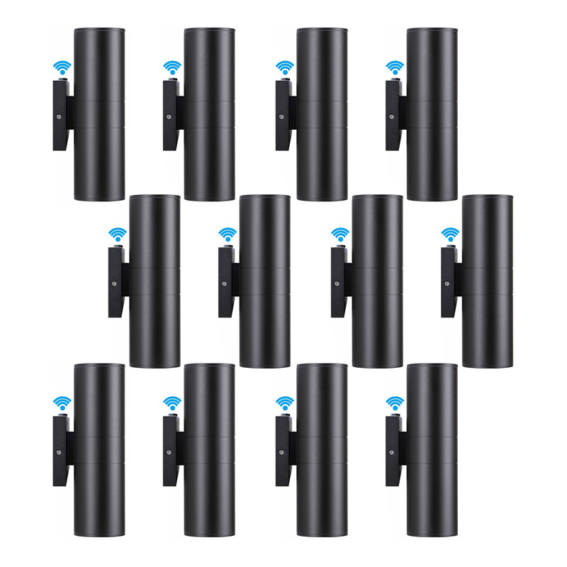 Dusk to Dawn Outdoor Lighting Wall Lights 12 2700K Integrated LED Cylinder Up Down Lights, IP65 Waterproof Aluminum Exterior Wall Sconce for Porch Patio