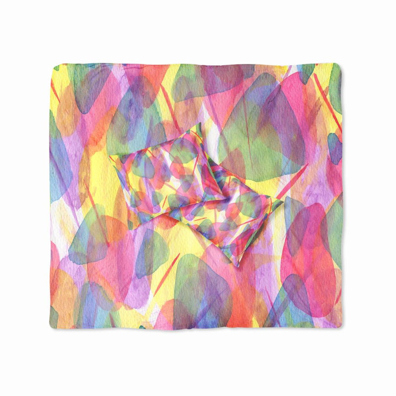 Ensemble de housse de couette aquarelle pastel, Housse de couette très grand + 2 taies décoratives