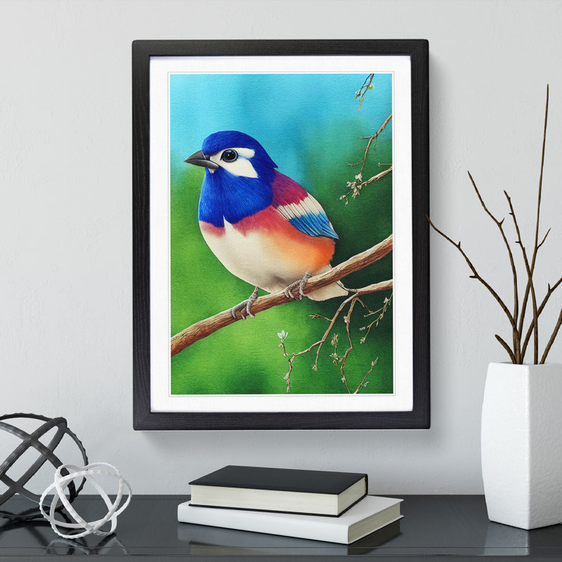 XV1022-5098X Watercolour Bird - Single Picture Frame Print, Black Framed, 64cm H x 46cm W