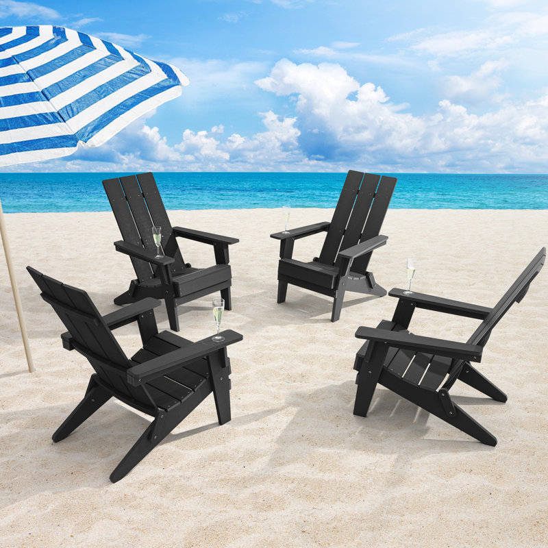 Chaise Adirondack pliable Harborcreek Hips, Noir