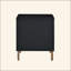 Table de chevet 3 tiroirs, panneau de particules, noir, argent et or