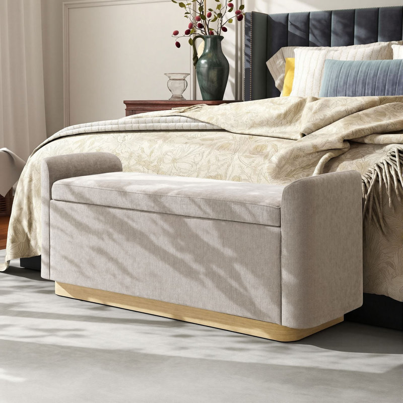 Banc rembourré en chenille de 49 po avec banc d'entrée pour chambre à coucher et salon, Brun