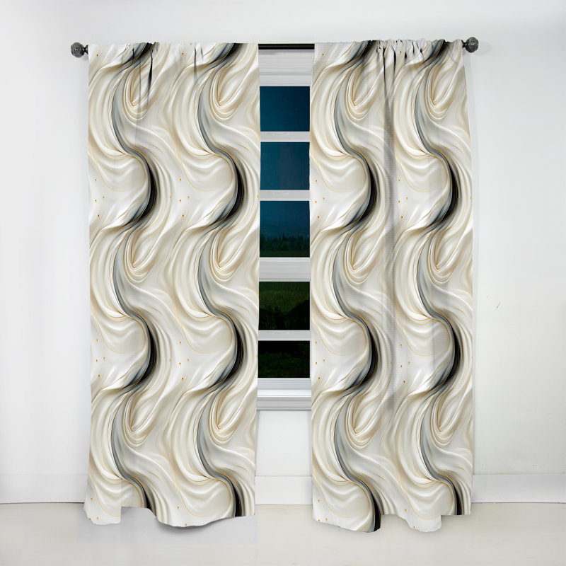 Glamorous Gold And White Marble Pearl Opulence I - Glam Curtain - Velvet Room Darkening - 1 Panel, 52" W x 63" L
