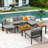 Ensemble de conversation modulaire d'extérieur moderne avec ensemble de conversation et coussins de patio-381915298