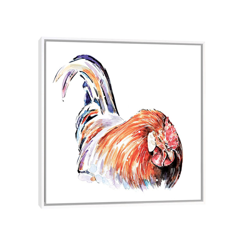Coq par EdsWatercolours - reproduction d'art, Aucun mat, H 18 po x l 18 po x 1,5 po, Toile blanche encadrée