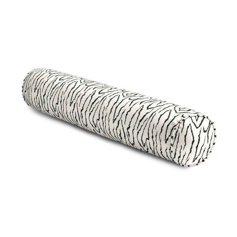 Animal Instinct Abstract Feather Linen Reversible Throw Pillow, Black, 9" x 36"