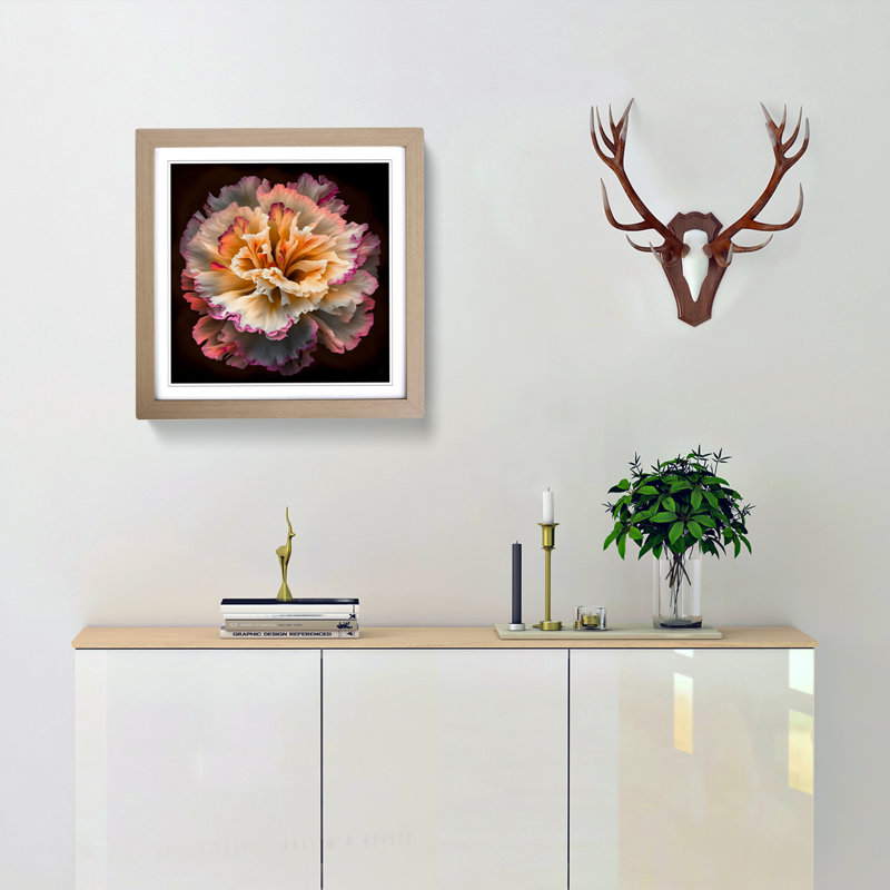 Carnation Flower Abstract Expressionism No.1 - Framed Print, Oak