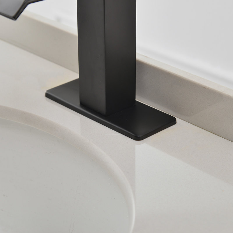 Almeta Single Hole Bathroom Faucet, Matte Black/Gold, Yes
