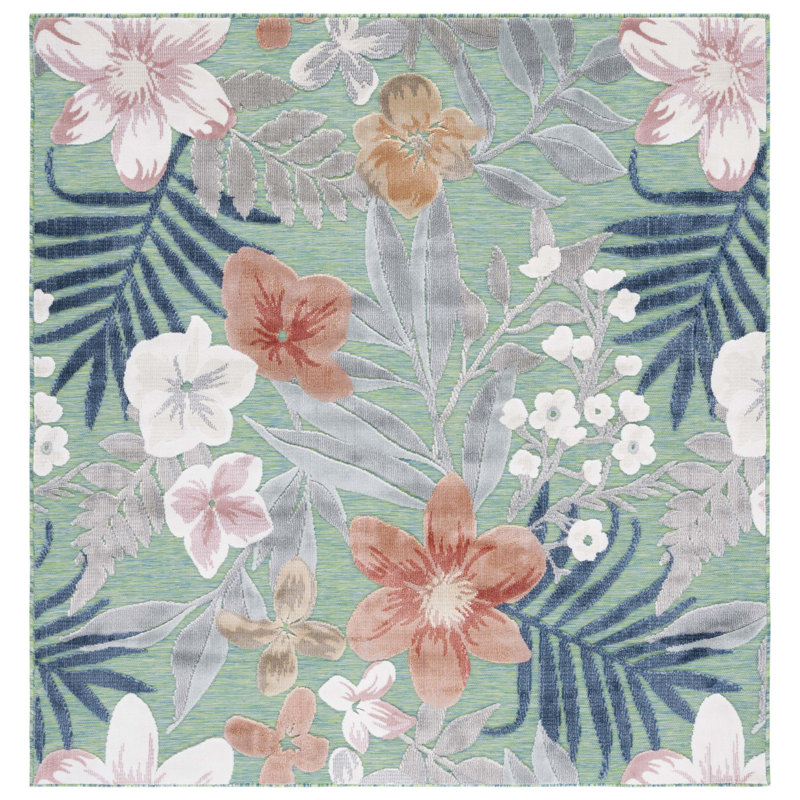 Tapis floral tissé à la machine Shutesbury, Carré 3 pi