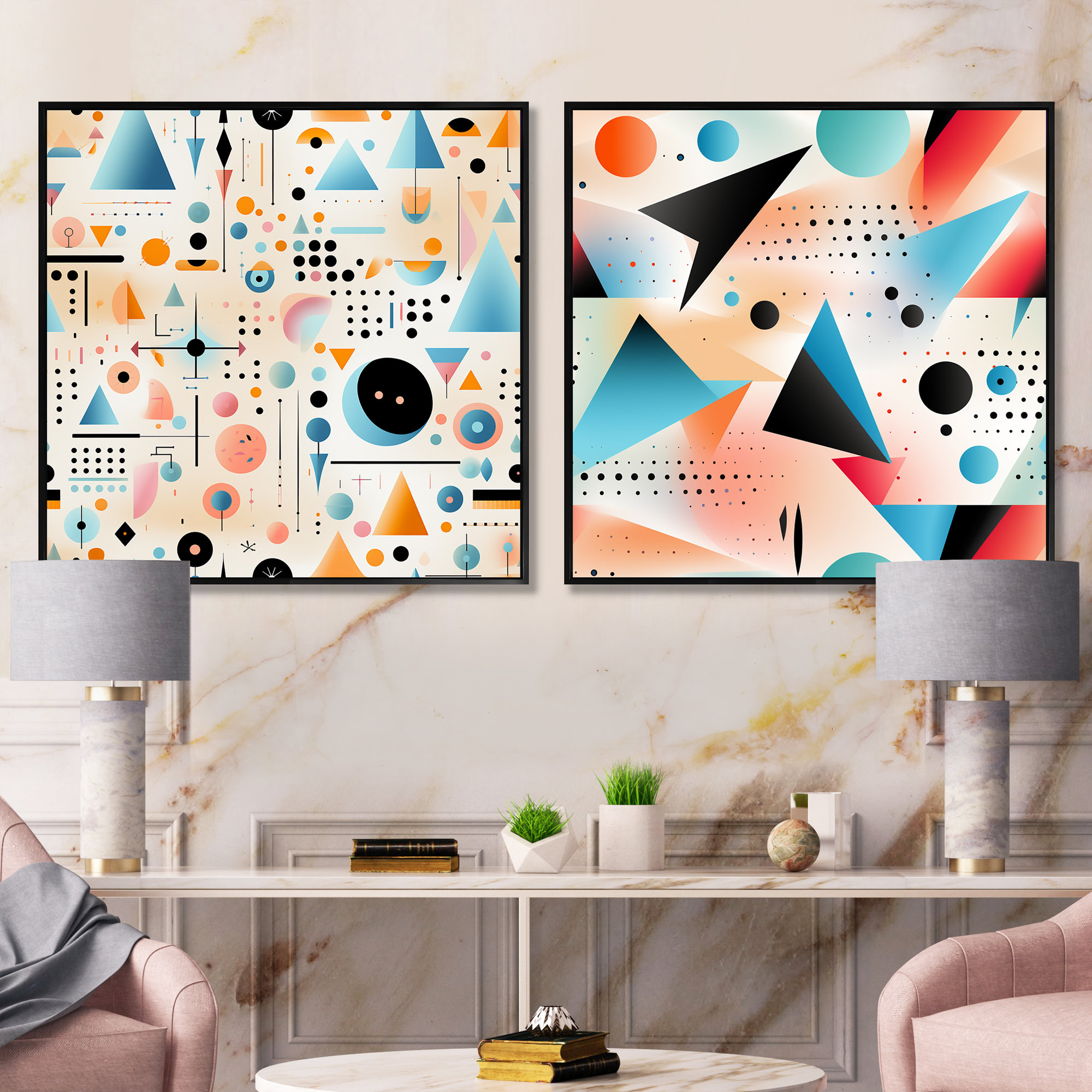 Design Art Multicolor Eclectic Geometric Diversity - Abstract Shapes ...