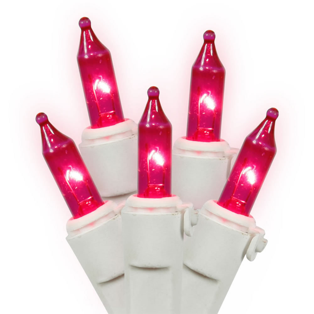 Mini Christmas String Light Set, Pink/White, 100, 396"