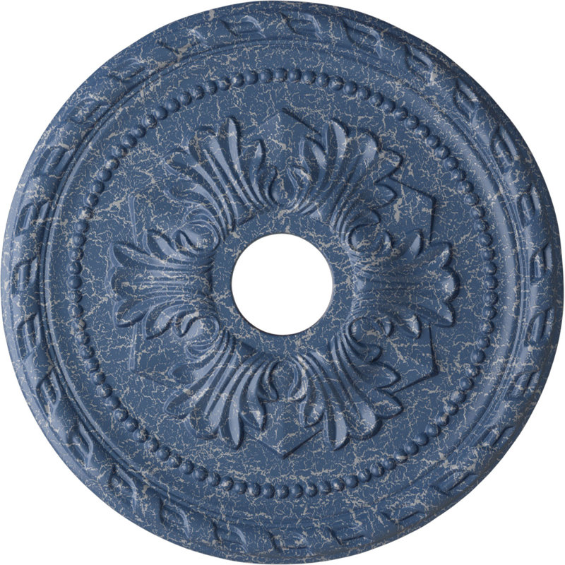 Endurathane Palmetto Ceiling Medallion, 20 7/8"OD x 3 5/8"ID x 1 5/8"P (Fits Canopies up to 5"), Hand-Painted Americana Crackle Finish