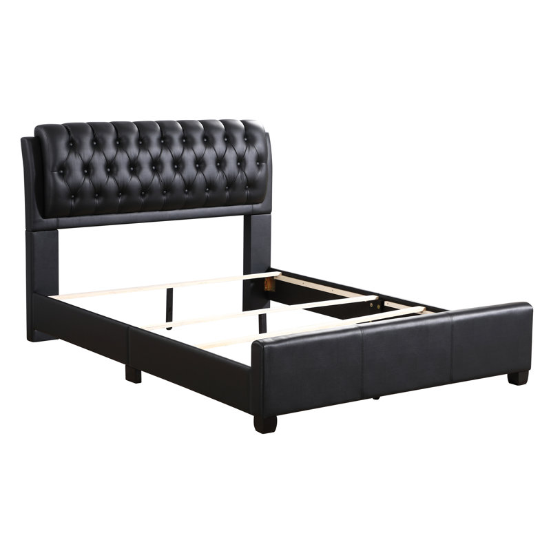 Champetre Upholstered Sleigh Bed, Black, Full / Double