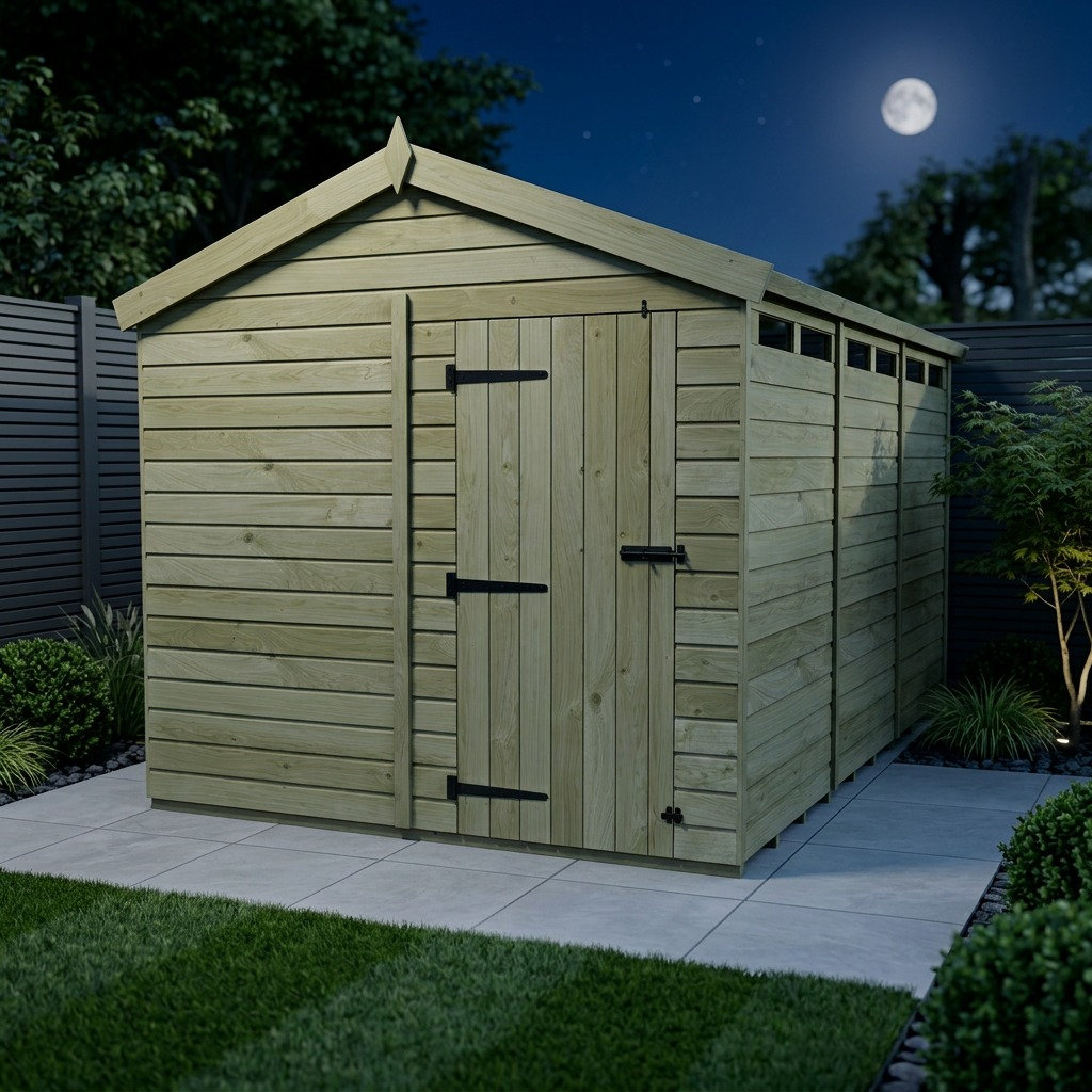 Total Sheds 8ft x 13ft Security Apex Shed - Heavy-Duty Hasp Staple Anti-Tamper - Pressure Treated Timber - UK Manufactured