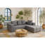 Ensemble de canapé moderne en mousse avec 5 coussins décoratifs - Conception modulaire, revêtement gris-bleu doux, canapé modulaire en L pour le salon-270366602