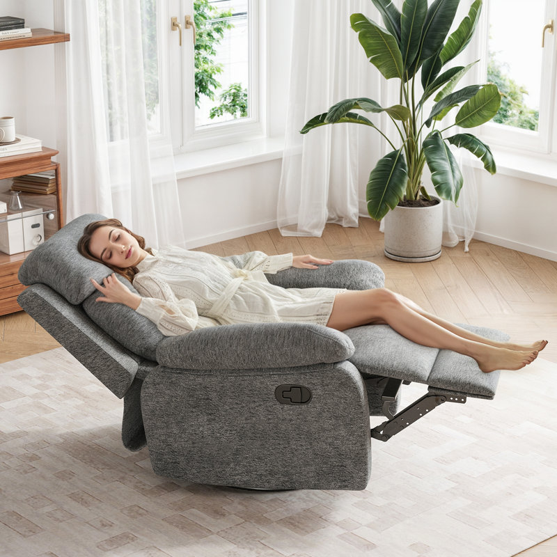 Upholstered Brezzy Recliner, Limestone Chenille