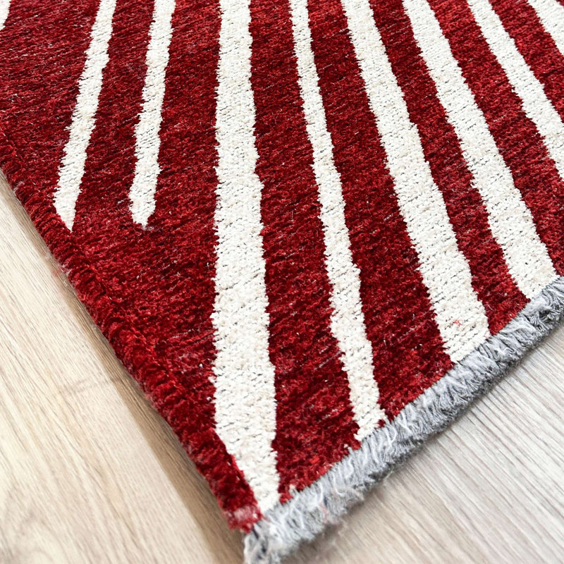 Alfa Rich Roemer Geometric Red, Burgundy Washable Woven Cotton Area Rugs for Living Room Bedroom Kitchen