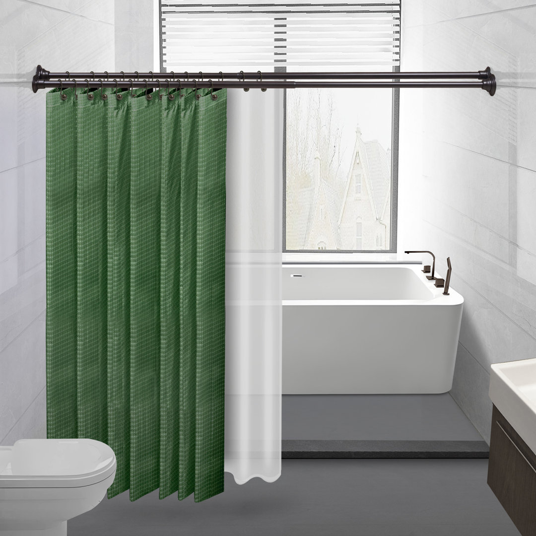 Utopia Alley Adjustable 72-Inch Double Shower Curtain Tension Rods - Rust-Proof Aluminum with Rubber End Cap, Easy Installation - Extendable, Ideal for Bathroom, Retractable, Wall-to-Wall - No Drilling, Includes Shower Liner and Shower Hooks Utopia Alley