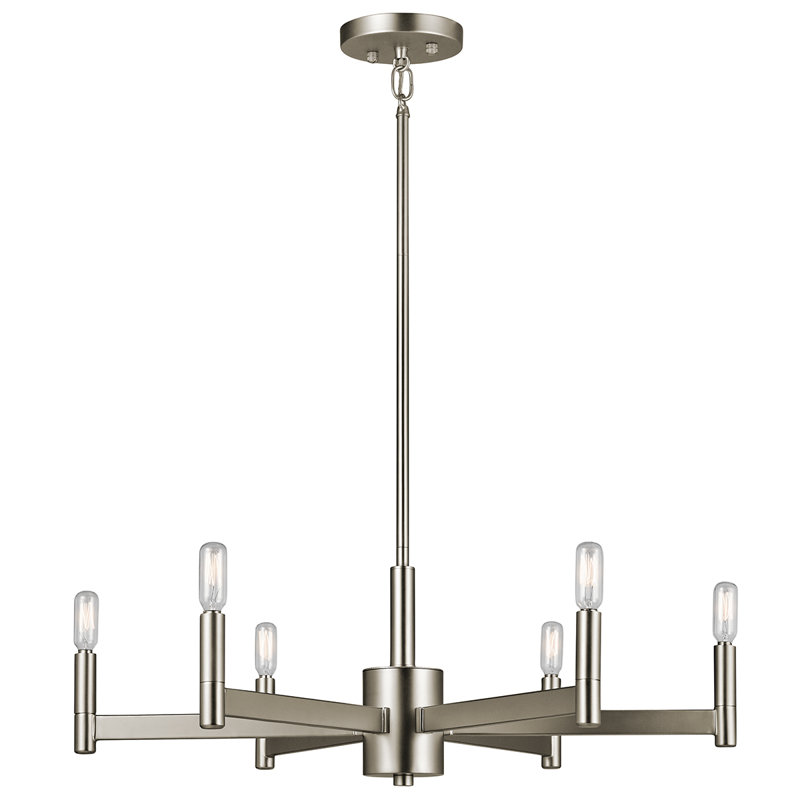 Lustre classique à 8 lumières de style bougie Tuscany, Nickel satiné,  H 9,25 po x l 35,5 po x P 35,5 po