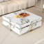 Table basse carrée avec 4 tiroirs et base suspendue, texture marbre, blanc doux, 43,3 pouces