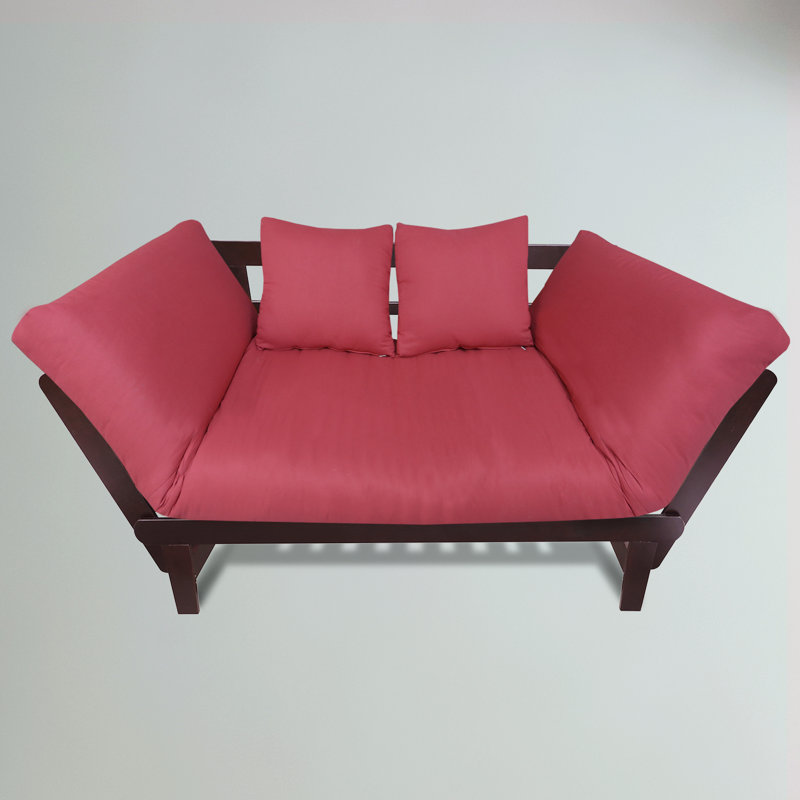 Casual Lounger Sofa Bed, Red Polyester, Espresso