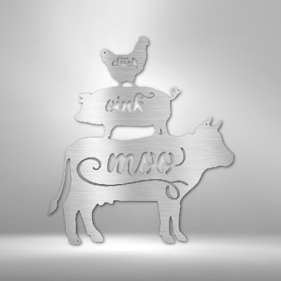 Farm Animals Steel Sign Laser Cut Powder Coated Home & Office Metal Wall Decor Multiple Sizes & Colors