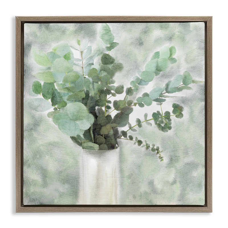 «Sage Green Painterly Eucalyptus Brown Grain», art mural sur toile flottante par Kimberly Allen, H 25 po x l 25 po