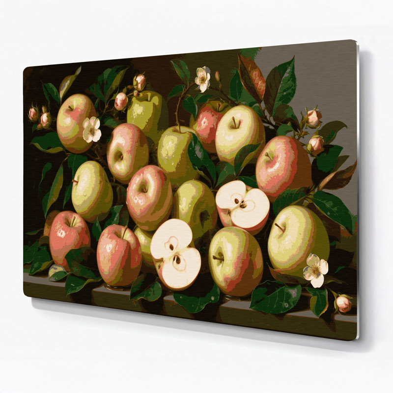 Art mural en métal Fruit Rose Apple Brown, H 11 po x l 14 po