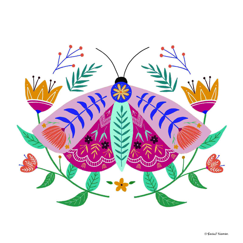 " Folk Art Moth ", 12" H x 12" W  