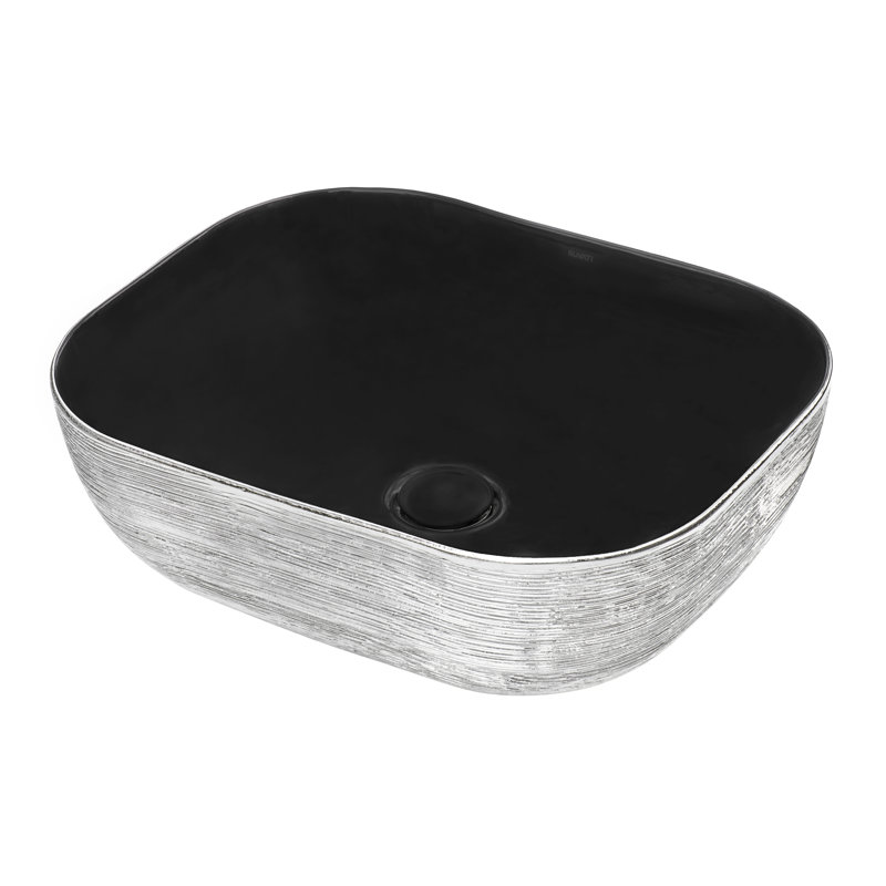 Lavabo vasque de salle de bain Ruvati, Argent et noir