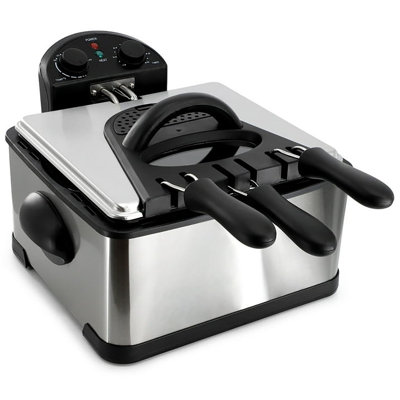 Stainless Steel Electric Deep Fryer With Timer & Temperature Control – 4.23 Quart Home Frying Machine With Viewing Window & Anti-odour Filter