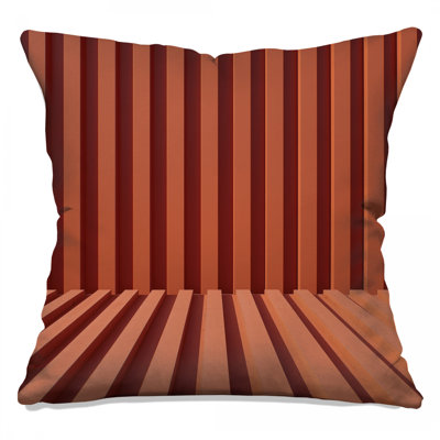 Orange Vertical Lines Double Sided Throw Pillows