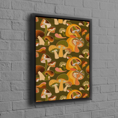 Modern Mushroom Print on Cotton Canvas Ideal for Stylish Game Room or Office Decor