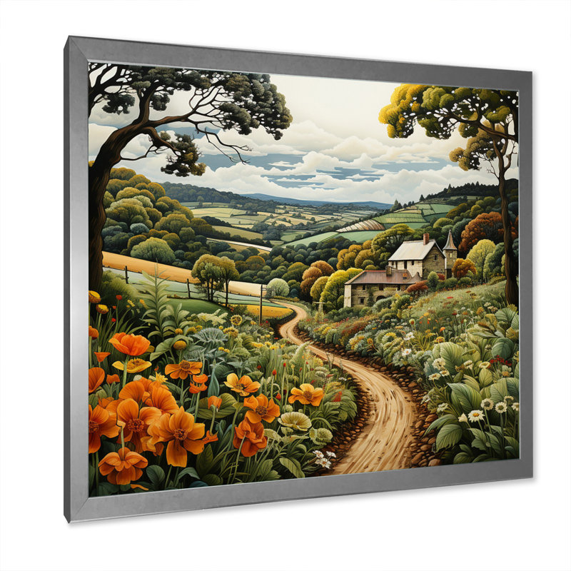 Countryside Rustic Farmhouse Summer III - Landscapes Canvas Print, H 24 po x l 24 po x P 1 po, Cadre simple argenté