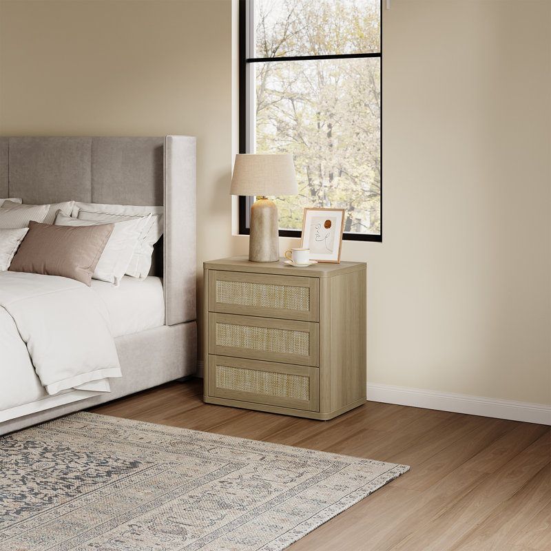 Table de chevet 3 tiroirs Consiglia Boho, Chêne ambré, 1 pièce