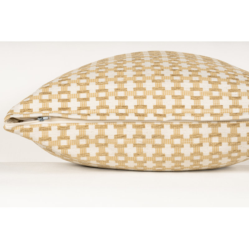 Coussin Birch Lane Stride, Jaune géométrique, Plumes, Carré 20 po