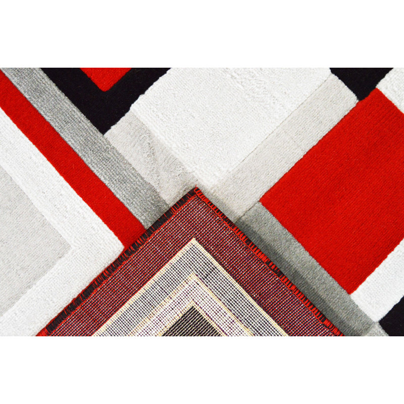 Tapis rouge / gris Ajmer, Rectangle 5 pi x 7 pi