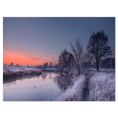 «Frosty Fall Morning Panorama», reproduction de photo sur toile tendue