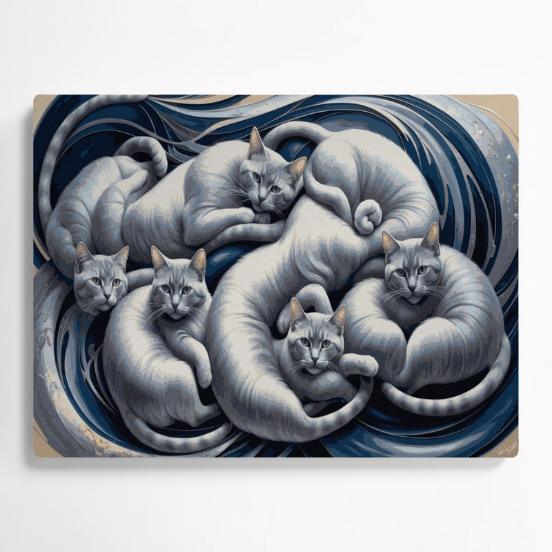 Cats Russian Blue Gray Metal Wall Art