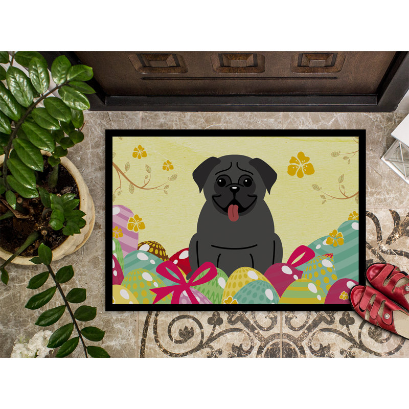 Tapis d'extérieur antidérapant Saroyan, Noir / Jaune, L 36 po x l 24 po