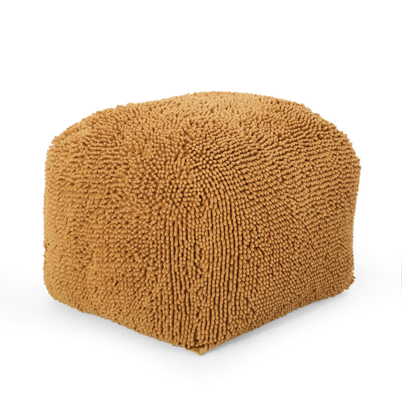 Pouf carré jaune en microfibre Spongy, Jaune