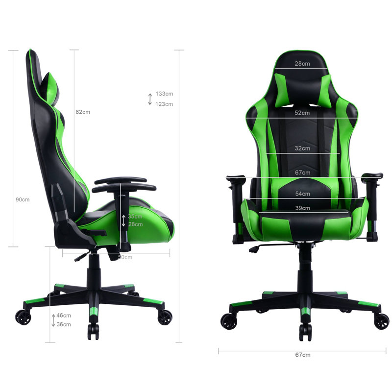 Fauteuil de jeu de style pilote de course, vert
