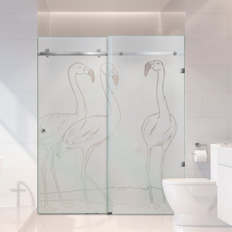 Porte de douche coulissante en verre 66 po x H 80 po, Gauche, Semi-privé