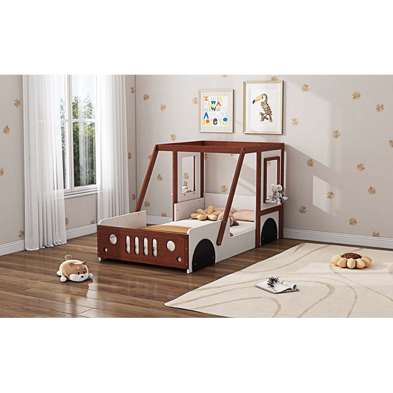 Alexcis Fun Play Design Twin Size Car Bed, Kids Platform Bed in Car-Shaped for Kids Boys Girls Teens