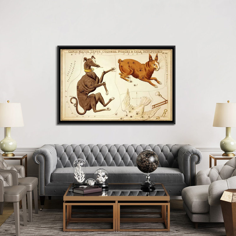 «Canis Major, Lepus, Columba Noachi et Cela Sculptoris» par Sidney Hall, impression sur toile, H 18 po x l 26 po x P 1,5 po