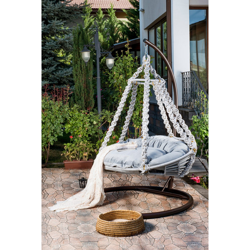 Balancelle avec support Englewood, Blanc / gris