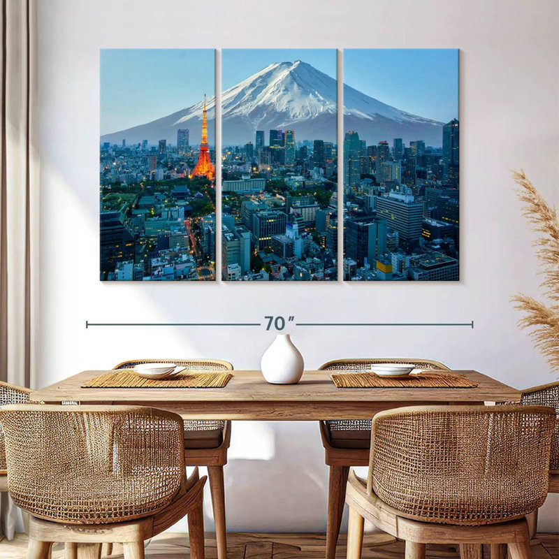 Mont Sirci, mont Fuji, paysage urbain de Tokyo, H 36 po x l 57 po