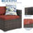 5-Piece PE Rattan Outdoor Sectional with Ottoman & Glass Table, Brown/Wine Red-1659509590-1659509589