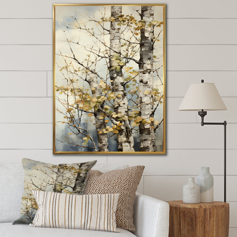 Symphonie sycomore sur un arbre jaune beige - impression sur toile florale et botanique, H 40 po x l 30 po x P 1,5 po